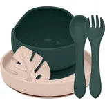 PETITE&MARS Set jídelní silikonový TAKE&MATCH 4 ks Misty Green - Desert Sand 6m+