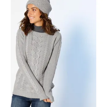 Dámský svetr Blancheporte Pulovr s copánkovým vzorem šedá 54