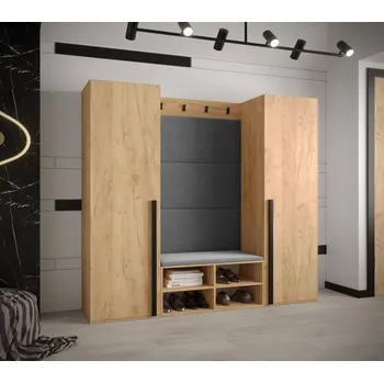 Předsíňová stěna Předsíňová stěna Miro 9 - dub Craft Barva: Tmavě šedá - Manila 16