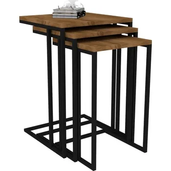 Konferenční stolek Sada odkládacích stolků Pino 3 ks hnědo-černá