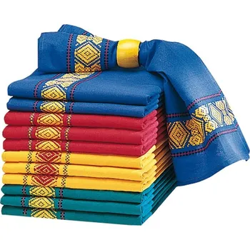 Utěrka Blancheporte Látkové ubrousky Landes z barvené tkaniny, sady modrá/žlutá/červená/zelená 4 ks, 48x48 cm