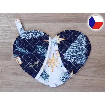 Chňapka Vánoční kuchyňská chňapka/SRDCE s magnetem Vánoční světlo modré 1ks