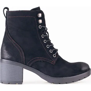 Dámské kozačky Černé Šněrovací dámské kotníkové boty na podpatku 22-12082B Velikost: 36