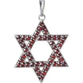 Přívěsek Český granát přívěsek stříbrný židovská hvězda 140209