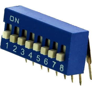 Kaifeng DIP přepínač stojatý 8pólový RM2.54 modrý