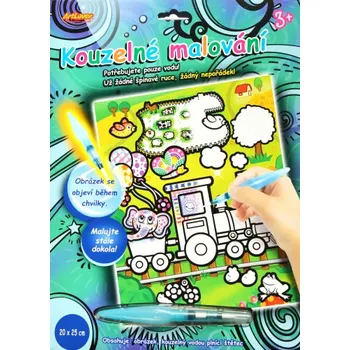kreativní sada Magické malování vodou mašinka – kouzelné vodní omalovánky | 1 obrázek + vodní štětec