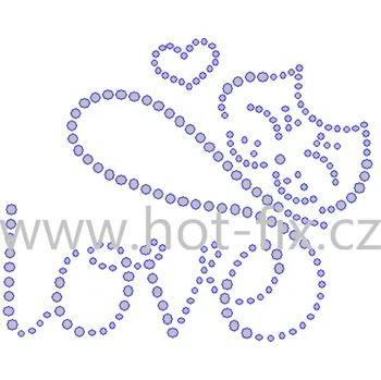 ZA027 - love cats nažehlovací hot-fix kamínková aplikace na textil, cca rozměry 10,5x8,6cm barva: kameny barva 101 Crystal /stříbrná