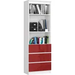 Regál R60 3SZ2P červený lesk bílá