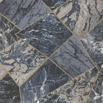 Tapeta Vinylové tapety mramor šedo-modro-hnědý se zlatým dělením