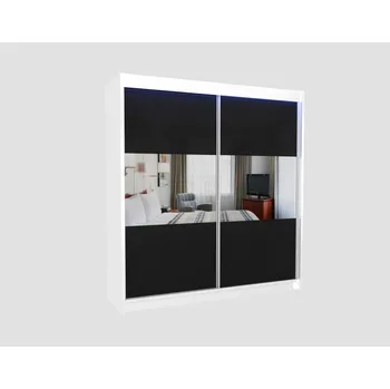 Šatní skříň Kvalitní Šatní Skříň Rosana 200 cm Bílá/černá