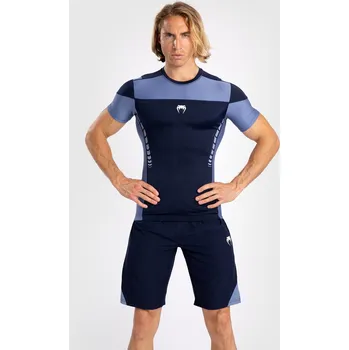 Pánské oblečení Pánské funkční tričko / rashguard Venum Tempest - krátké rukávy - Navy Blue/Blue Velikost: XXL