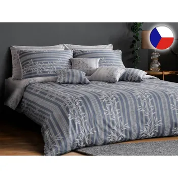 Povlečení Damaškové povlečení EXCELLENT 70x90, 140x220 ORNELLA Tanec listů grass modrošedý DUO
