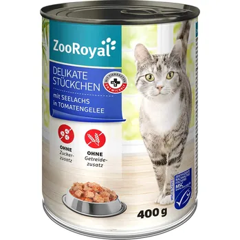 Krmivo pro kočku ZooRoyal jemné kousky tresky tmavé 12 × 400 g