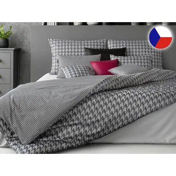 Povlečení Damaškové povlečení EXCELLENT 220x200, 2x 70x90 GEON Souznění šedočerné