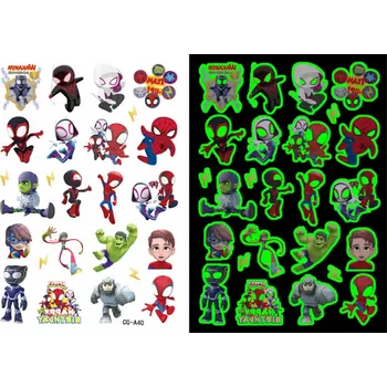 Odstranitelné tetování Dětské dočasné tetování - SVÍTÍCÍ VE TMĚ - SPIDER MAN - (Spidey and his amazing friends) 6 (Značka: TAKARA TOMY)