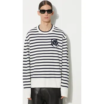 Dámský svetr Bavlněný svetr Maison Kitsuné Fox Head Intarsia Comfort Striped Jumper, S, námořnická modř, 59X