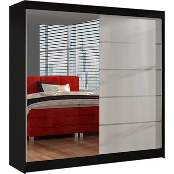 Šatní skříň Šatní skříň BASTI III šířka 200 cm - černá/bílá