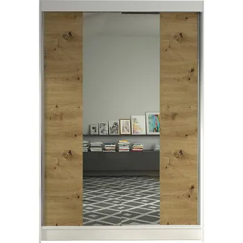 Šatní skříň Šatní skříň LINO II šířka 120 cm - bílá/dub artisan