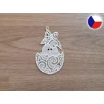 Vyšívaná krajková ozdoba - Velikonoční kuřátko ve vajíčku