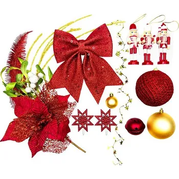 Vánoční dekorace LAALU Vánoční ozdoby - sada ČERVENÝ LOUSKÁČEK, na stromky do 100 cm