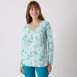 Blancheporte Pyžamové tričko s dlouhými rukávy a potiskem rostlin bledě modrá 34/36