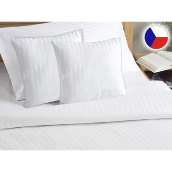 Povlak na dekorativní polštářek Hotelový povlak na polštář 70x90 Atlas grádl bílý proužek 0,8 cm