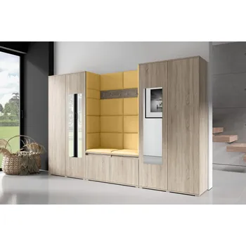 Šatní skříň Předsíňová stěna AMI 10 Žlutá Dub sonoma Se zrcadlem