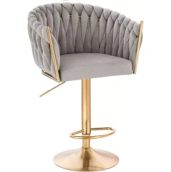 Jídelní židle LuxuryForm DESIGN Barová židle NORDEN VELUR na zlatém talíři - světle šedá