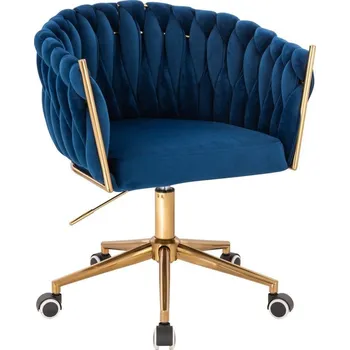 LuxuryForm DESIGN Židle NORDEN VELUR na zlaté podstavě s kolečky - modrá