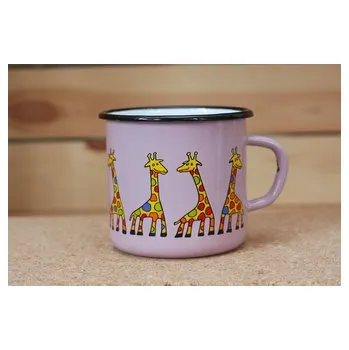 Smaltovaný hrnek 8cm - růžová - žirafa