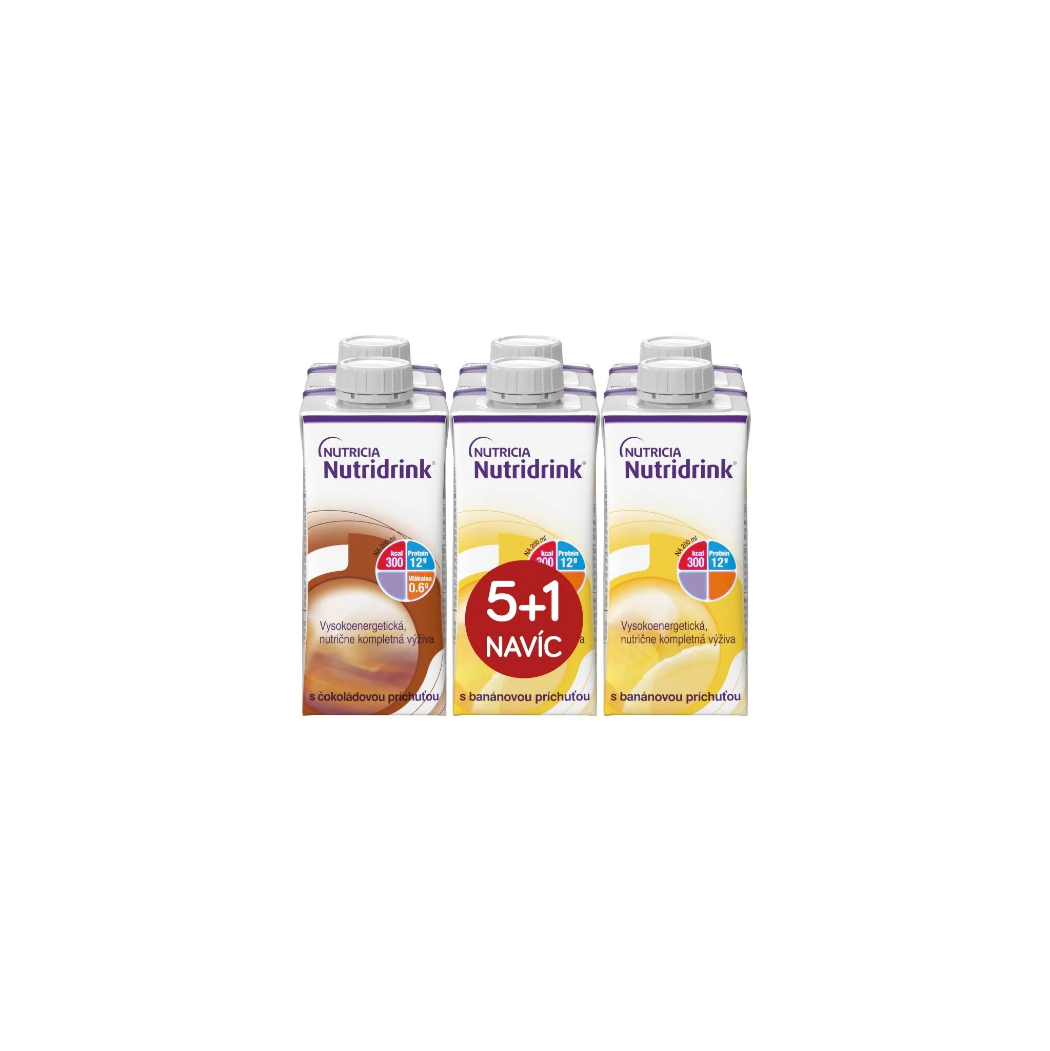 Fotografie 1 - Speciální výživa Nutricia Nutridrink balíček 5+1 tetrapak 6x 200 ml čokoláda/banán