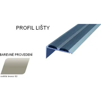 přechodová lišta A 37 SCHODOVÉ LIŠTY - ŠROUBOVACÍ, 36x20 mm Barva: Světlá bronz, Zvolte délku: 270 cm