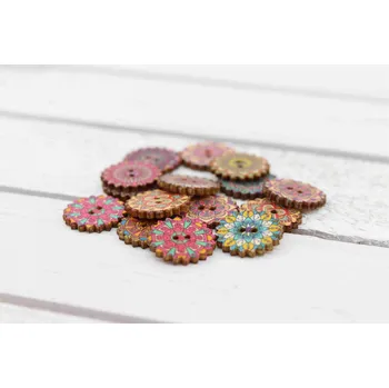 Knoflík Pro Háčkování Knoflík dřevěný vroubkovaný 25 mm_mix barevných kombinací 5 ks