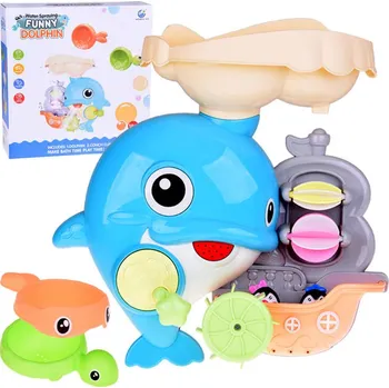 Hračka pro nejmenší Mamido Veselý delfín hračka do koupele s lodičkou a tučňáky