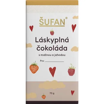 Čokoláda Láskyplná čokoláda s malinou a jahodou Šufan 70 g