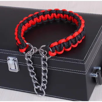 Obojek pro psa Pletený stahovací obojek - barevný 2 Barva: Černo - červená, Velikost: M