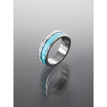 Prsten Prosperk Prsten modrá keramika s ocelí s krystalky po obvodu Velikost prstenů: 7 (EU: 54-56) 21132/7 -