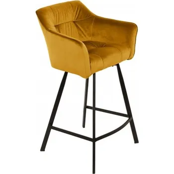 Barová židle 2SET barová židle LOFT 100 CM tmavě žlutá samet