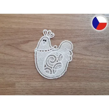 Velikonoční dekorace Vyšívaná krajková ozdoba - Velikonoční kuřátko