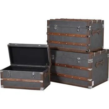 Truhla Set tří stylových truhlic Glada šedá