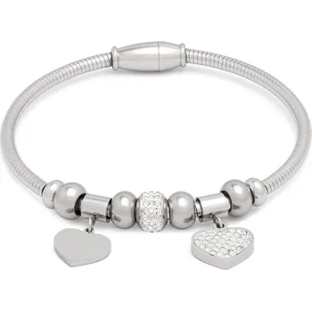 Náramek Prosperk Dámský ocelový náramek dvě srdíčka S1037