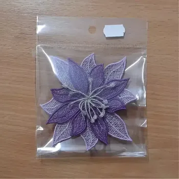 umělá květina Vyšívaná ozdoba vánoční hvězda fialová 03