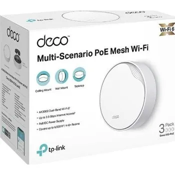 Počítačové příslušenství WiFi router TP-Link Deco X50-PoE(1-pack) WiFi 6, 1x 2,5GLAN, 1x GLan s PoE, 2,4/ 5GHz AX3000