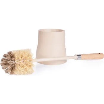 WC štětka NATURAL | Volně stojící WC štětka | buková rukojeť + odkapávací stojan | 45 cm Dedra