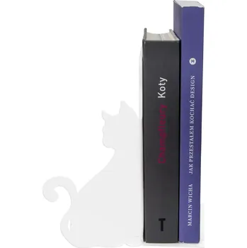 Bílá kovová zarážka - sedící kotě