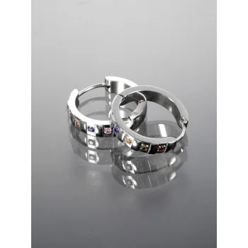 Náušnice Prosperk Náušnice kruhy s barevnými kamínky S4579