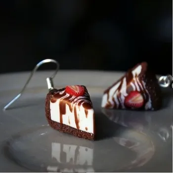 Náušnice CircusMind Sladké náušnice Fimo - jahodový cheesecake S3267