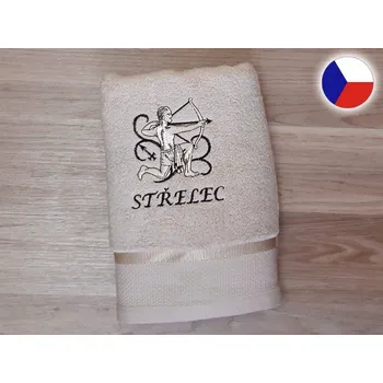 Ručník Luxusní ručník se znamením STŘELEC 450g béžová/hnědá