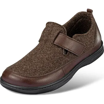 Pánská zdravotní obuv Pánská domácí obuv na suchý zip, vlněná plsť, hnědá: 40