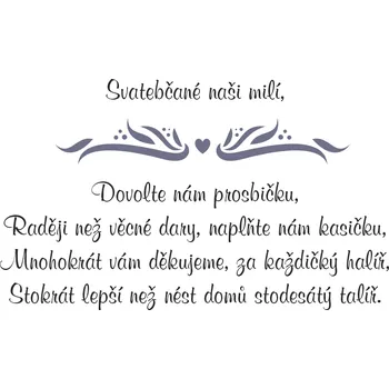 Svatební dekorace Kartička s originální žádostí o finanční svatební dar - SD04